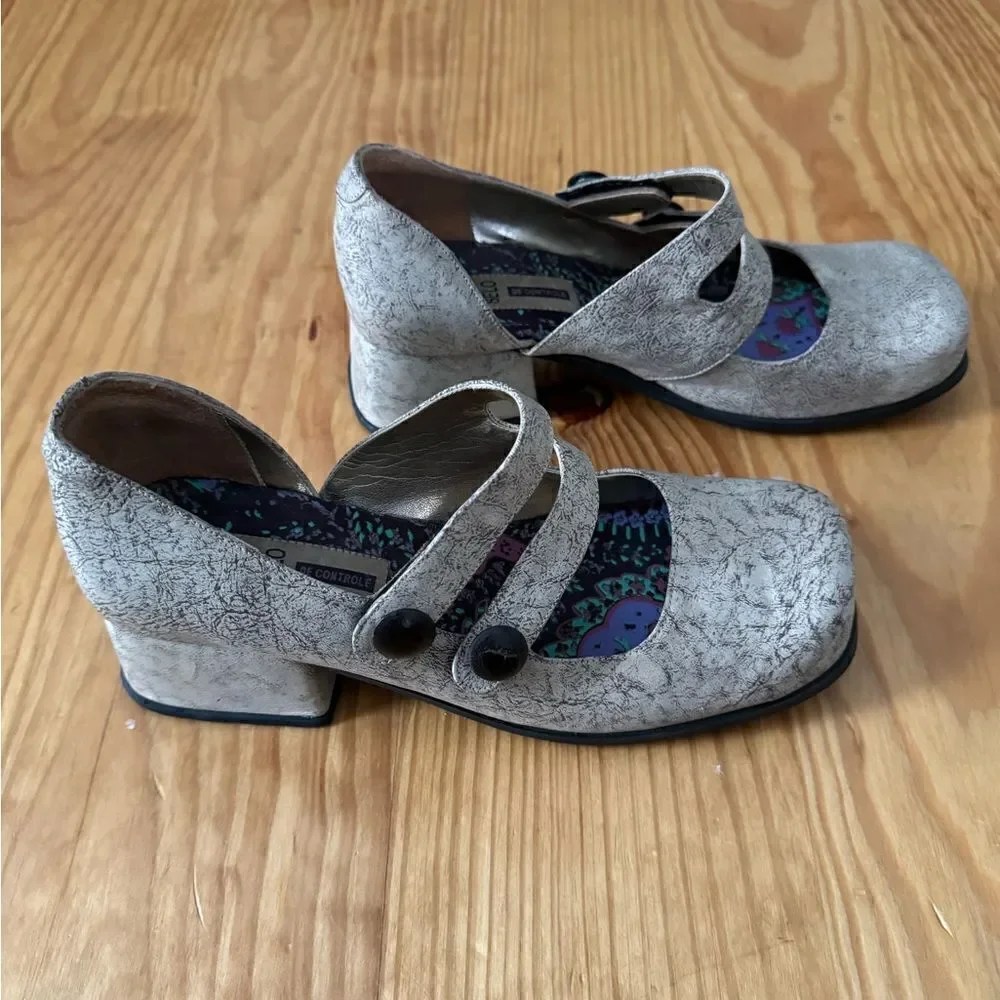 Selo De Controle Brazilian Genuine Leather Retro Heeled Shoes Women’s 7.5-8 - Picture 7 of 12